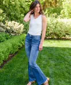 Ave Shops La Mode Contrast Trouser Flare Jeans