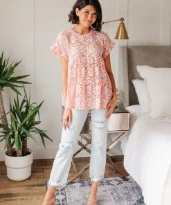 Ave Shops Clothing Lace Baby Pink Top