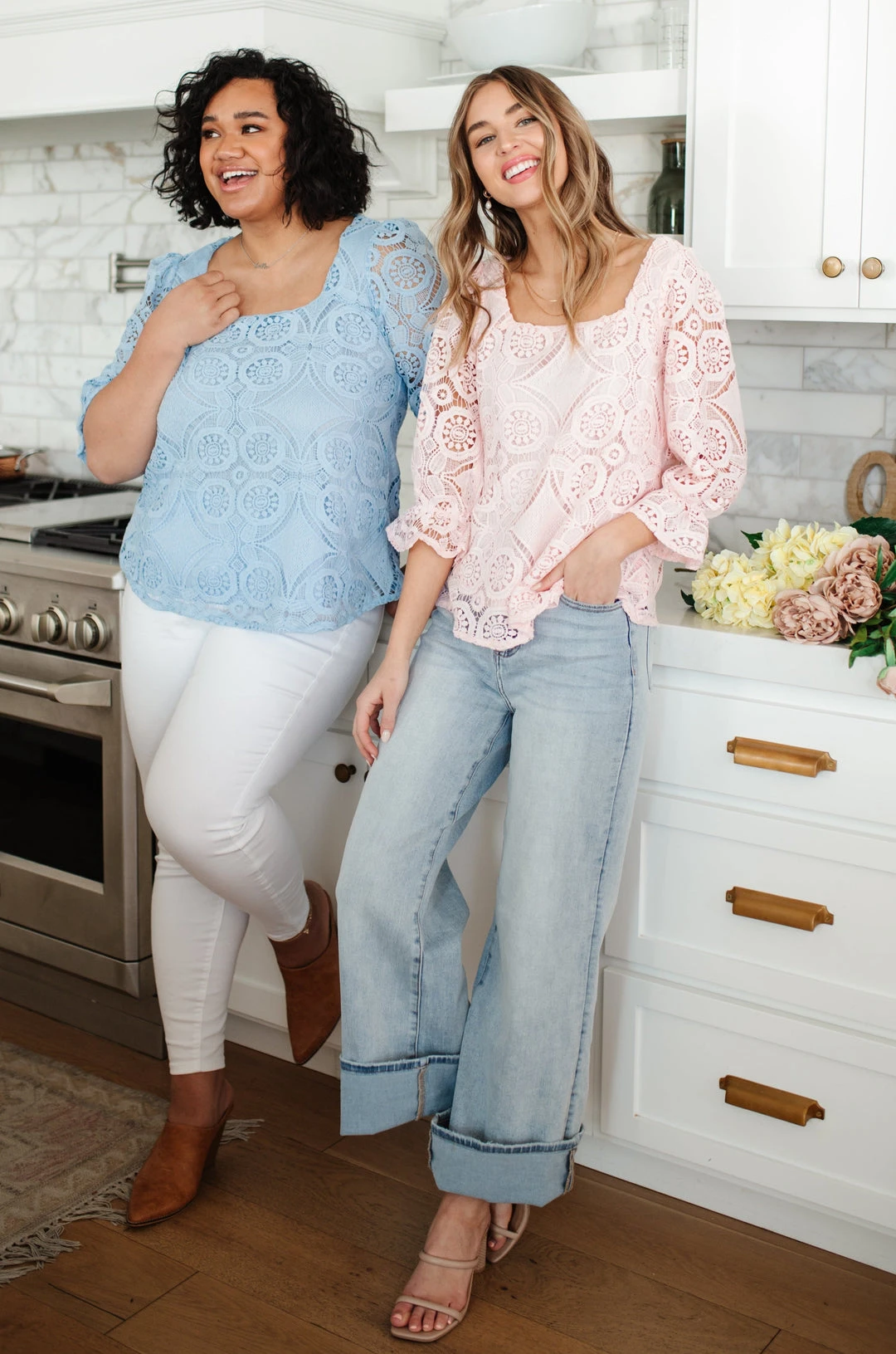 Ave Shops Pink Lace Surprise Blouse | Women's Short Sleeve Top 12 Ave Shops Clothing Lace Surprise Blouse In Pink