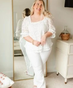 Ave Shops Lace Surprise Blouse In Ivory Clothing