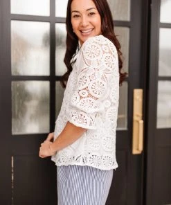Ave Shops Lace Surprise Blouse In Ivory Clothing