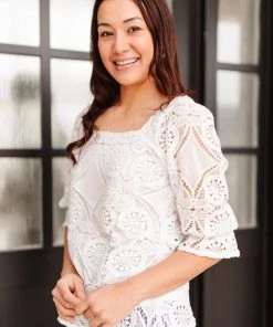 Ave Shops Lace Surprise Blouse In Ivory Clothing