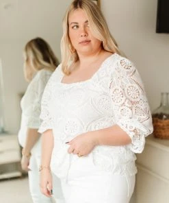 Ave Shops Lace Surprise Blouse In Ivory Clothing