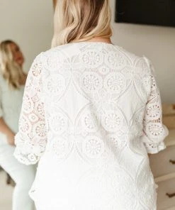 Ave Shops Lace Surprise Blouse In Ivory Clothing
