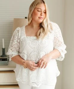 Ave Shops Lace Surprise Blouse In Ivory Clothing