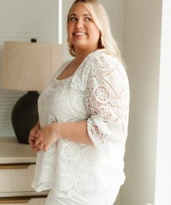 Ave Shops Lace Surprise Blouse In Ivory Clothing