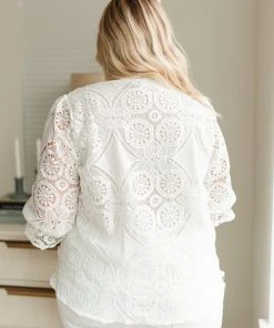 Ave Shops Lace Surprise Blouse In Ivory Clothing