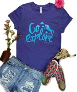 The Cinchy Cowgirl Lapis Go Explore Short Sleeve Tee Clothing