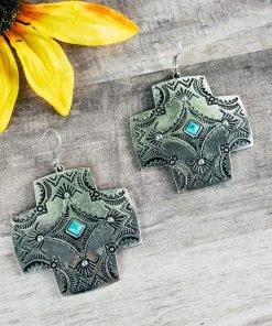 Blue Tortoise Large Concho Southwestern Earrings – Handcrafted Jewelry for Women 5 Blue Tortoise Large Concho Southwestern Earrings Jewelry