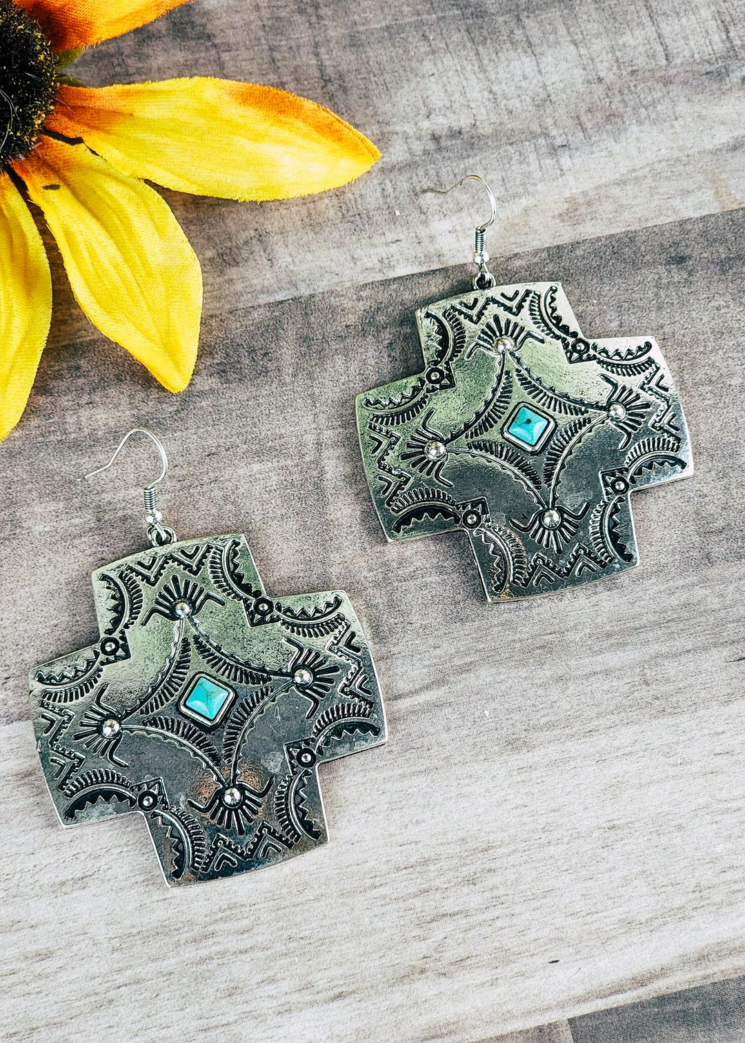Blue Tortoise Large Concho Southwestern Earrings – Handcrafted Jewelry for Women 4 Blue Tortoise Large Concho Southwestern Earrings Jewelry