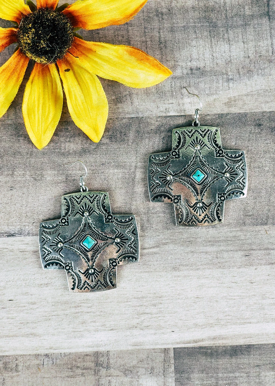 Blue Tortoise Large Concho Southwestern Earrings – Handcrafted Jewelry for Women 3 Blue Tortoise Large Concho Southwestern Earrings Jewelry
