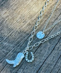 Wfs Layered Cowboy Boot Necklace