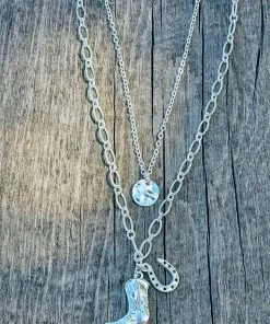 Wfs Layered Cowboy Boot Necklace