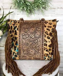 American Darling Handbags & Wallets Leopard Floral Tooled Conceal Carry Handbag