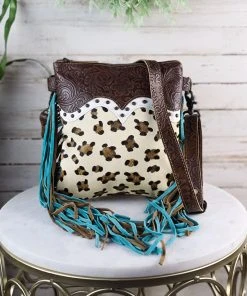 Myra Leopard & Fringe Crossbody Handbag Handbags & Wallets