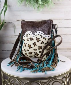 Myra Leopard & Fringe Crossbody Handbag Handbags & Wallets