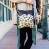 Myra Leopard & Fringe Crossbody Handbag Handbags & Wallets
