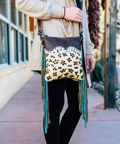 Myra Leopard & Fringe Crossbody Handbag Handbags & Wallets