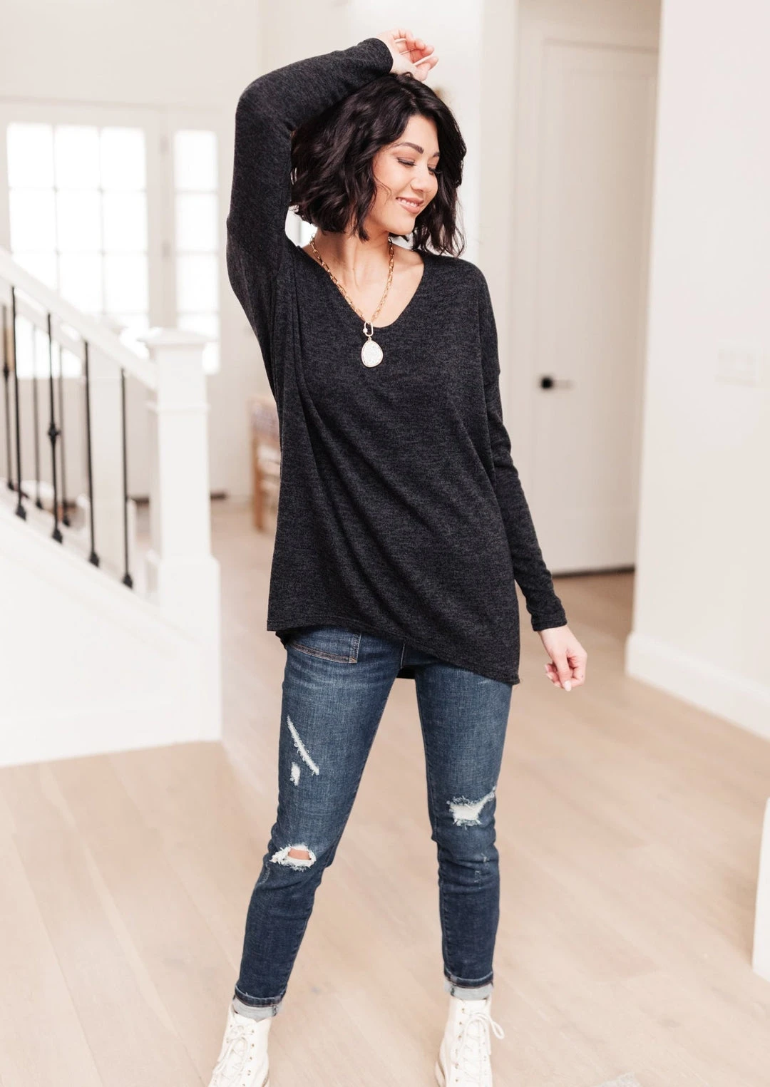 Ave Shops Let It Be Black Long Sleeve Top | Stylish Women's Tops & Blouses 3 Ave Shops Let It Be Top In Black Clothing