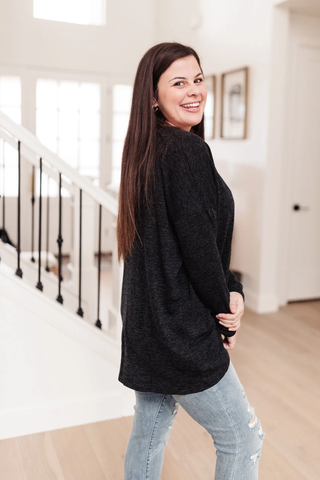 Ave Shops Let It Be Black Long Sleeve Top | Stylish Women's Tops & Blouses 7 Ave Shops Let It Be Top In Black Clothing