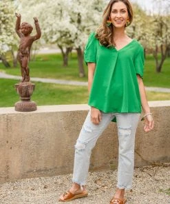 Ave Shops Let's Meet Up Green Blouse Clothing