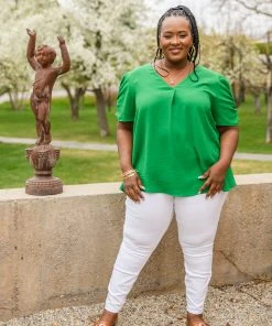 Ave Shops Let's Meet Up Green Blouse Clothing