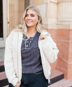 Ave Shops Keep Me Cozy Quilted Jacket In Cream Cardigans, Sweaters, Outerwear