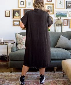 Ave Shops Light Breeze Short Sleeve Cardigan In Black Clothing