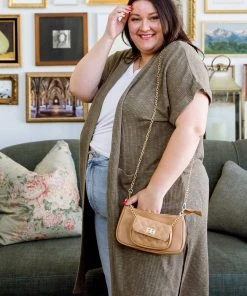 Ave Shops Light Breeze Olive Short Sleeve Cardigan - Women's Stylish & Comfortable Outerwear 28 Ave Shops Light Breeze Short Sleeve Cardigan In Olive Clothing