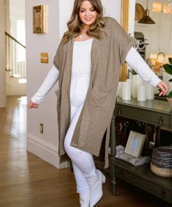 Ave Shops Light Breeze Olive Short Sleeve Cardigan - Women's Stylish & Comfortable Outerwear 29 Ave Shops Light Breeze Short Sleeve Cardigan In Olive Clothing