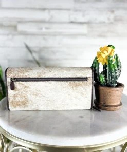 Myra Handbags & Wallets Light Brown Spotted Twist Lock Cowhide Wallet