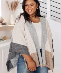 Ave Shops Lightly Layering Poncho Cardigan