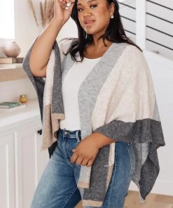 Ave Shops Lightly Layering Poncho Cardigan