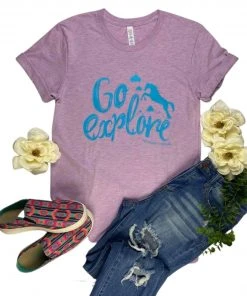 The Cinchy Cowgirl Clothing Lilac Go Explore Short Sleeve Tee