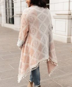 Ave Shops Lined With Tassel Cardigan In Mauve/Blue