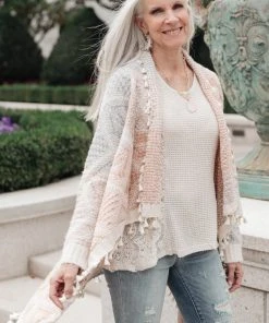 Ave Shops Lined With Tassel Cardigan In Mauve/Blue