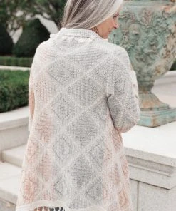 Ave Shops Lined With Tassel Cardigan In Mauve/Blue