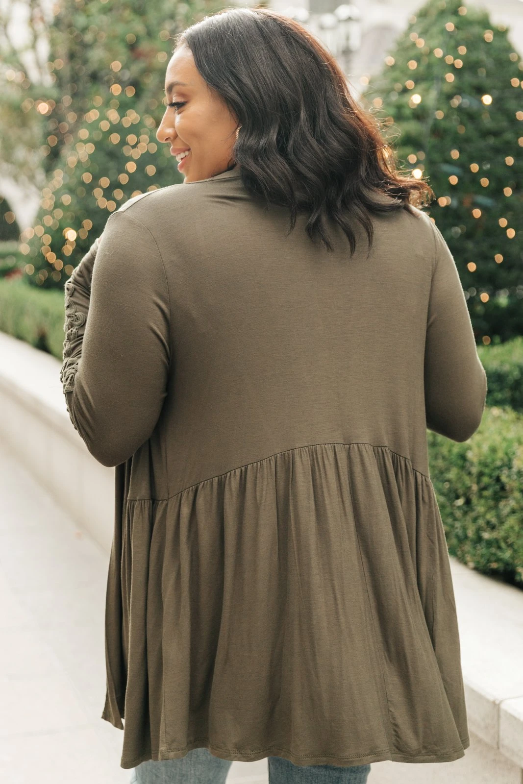 Ave Shops Little Bit Of Lace Cardigan In Olive | Women's Lightweight Knitwear 15 Ave Shops Little Bit Of Lace Cardigan In Olive