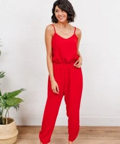 Ave Shops Livin' The Dream Jumpsuit In Red Dresses, Rompers, Jumpsuits