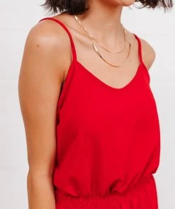 Ave Shops Livin' The Dream Red Jumpsuit - Stylish Women's Romper for Casual Wear 21 Ave Shops Livin' The Dream Jumpsuit In Red Dresses, Rompers, Jumpsuits