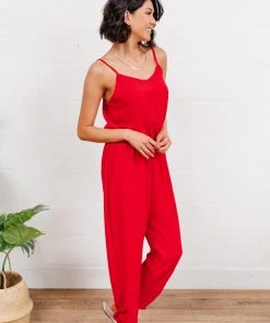 Ave Shops Livin' The Dream Red Jumpsuit - Stylish Women's Romper for Casual Wear 18 Ave Shops Livin' The Dream Jumpsuit In Red Dresses, Rompers, Jumpsuits