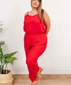 Ave Shops Livin' The Dream Red Jumpsuit - Stylish Women's Romper for Casual Wear 22 Ave Shops Livin' The Dream Jumpsuit In Red Dresses, Rompers, Jumpsuits