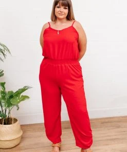 Ave Shops Livin' The Dream Red Jumpsuit - Stylish Women's Romper for Casual Wear 26 Ave Shops Livin' The Dream Jumpsuit In Red Dresses, Rompers, Jumpsuits