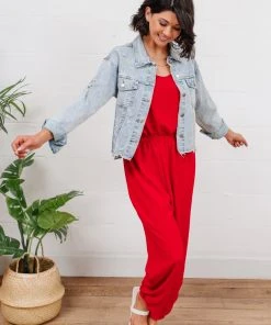 Ave Shops Livin' The Dream Red Jumpsuit - Stylish Women's Romper for Casual Wear 19 Ave Shops Livin' The Dream Jumpsuit In Red Dresses, Rompers, Jumpsuits