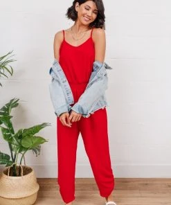Ave Shops Livin' The Dream Jumpsuit In Red Dresses, Rompers, Jumpsuits
