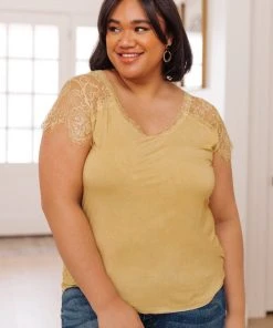 Ave Shops Clothing Lovely Lace Tee In Yellow