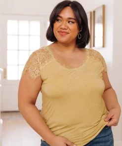 Ave Shops Clothing Lovely Lace Tee In Yellow