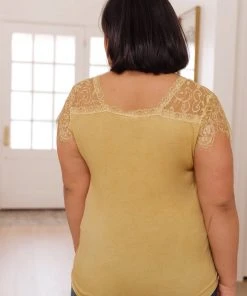 Ave Shops Clothing Lovely Lace Tee In Yellow