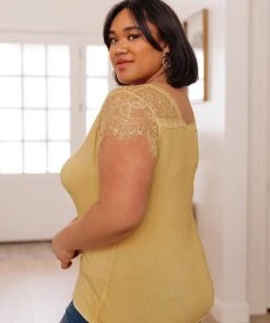 Ave Shops Clothing Lovely Lace Tee In Yellow