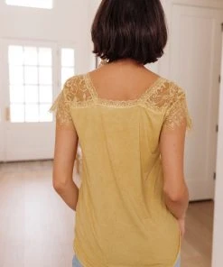 Ave Shops Clothing Lovely Lace Tee In Yellow